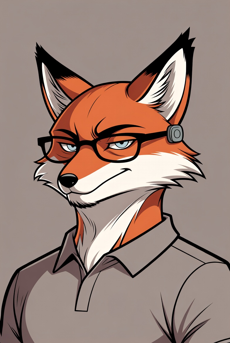 Chad — a fox in glasses and a button-down. The engine's mascot.